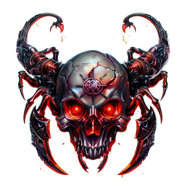 Skull Red Scorpion Metallic Cyborg Horror Vinyl Sticker Decal