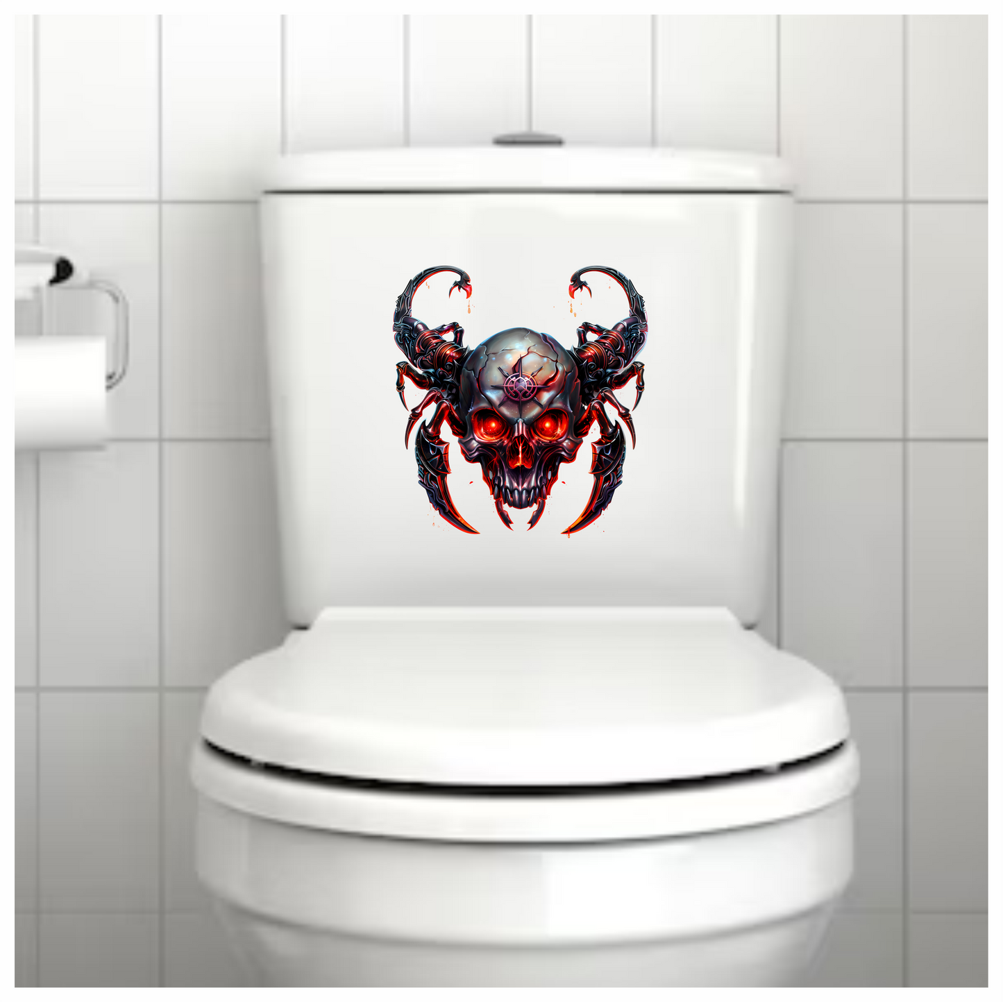 Skull Red Scorpion Metallic Cyborg Horror Vinyl Sticker Decal