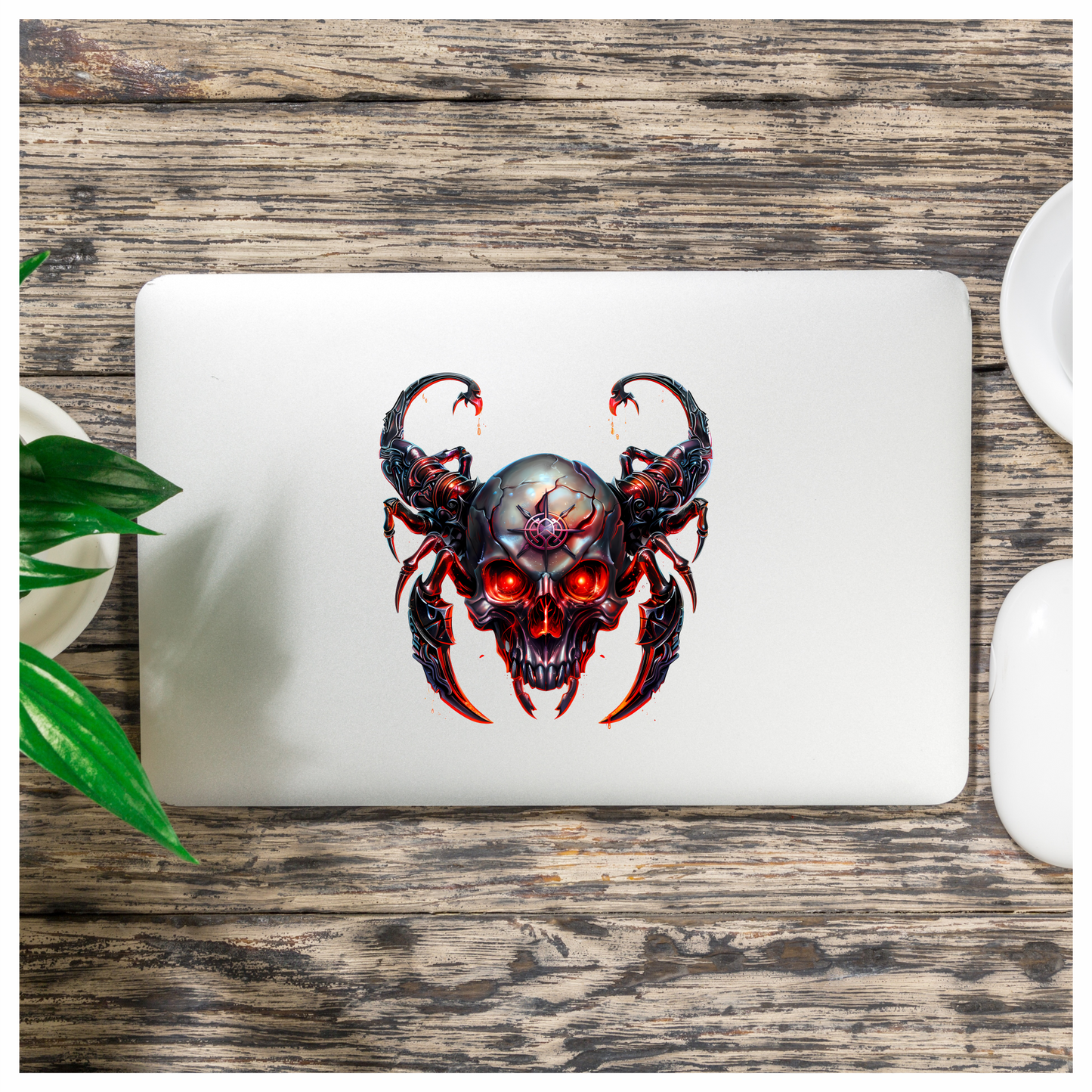Skull Red Scorpion Metallic Cyborg Horror Vinyl Sticker Decal