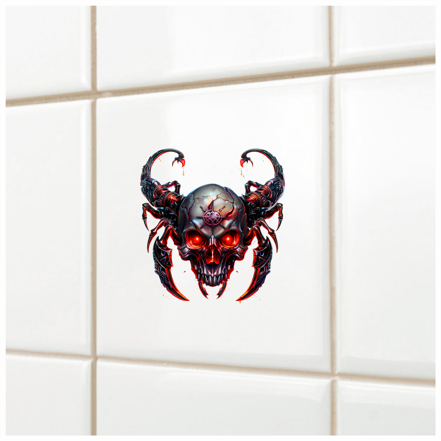 Skull Red Scorpion Metallic Cyborg Horror Vinyl Sticker Decal