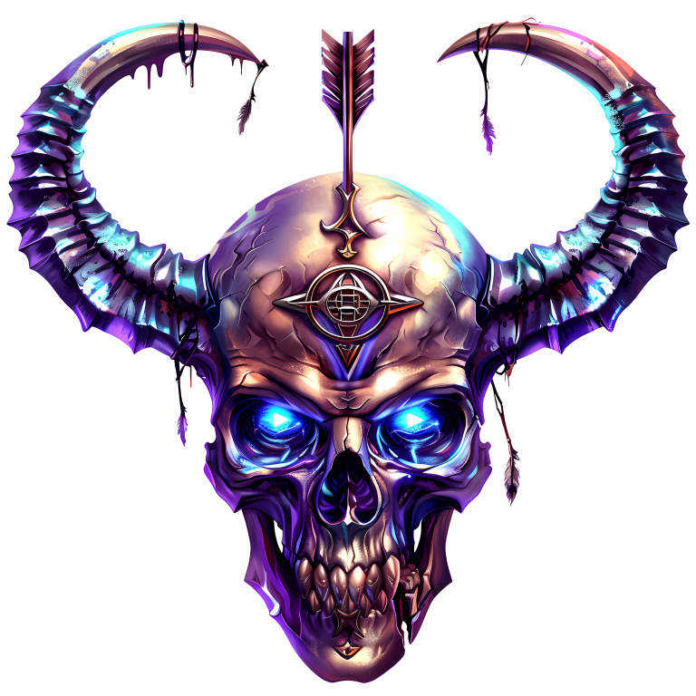 Skull Purple Horns Arrow Symbol Vinyl Sticker Decal