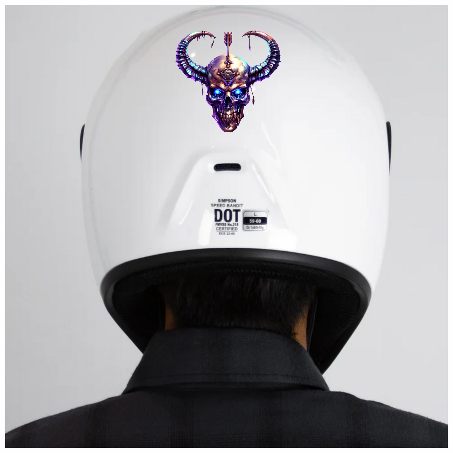 Skull Purple Horns Arrow Symbol Vinyl Sticker Decal
