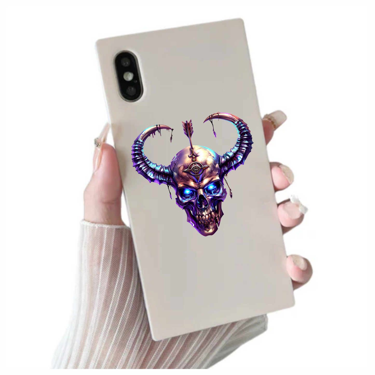 Skull Purple Horns Arrow Symbol Vinyl Sticker Decal