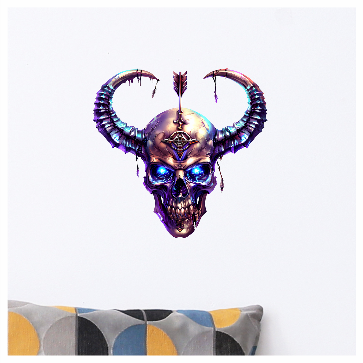 Skull Purple Horns Arrow Symbol Vinyl Sticker Decal