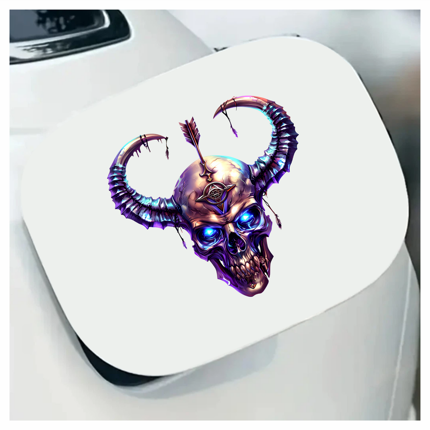 Skull Purple Horns Arrow Symbol Vinyl Sticker Decal