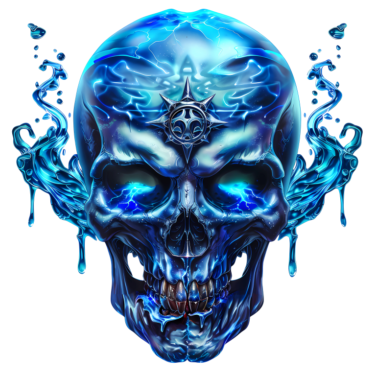 Blue Skull Water Electric Power Vinyl Sticker Decal
