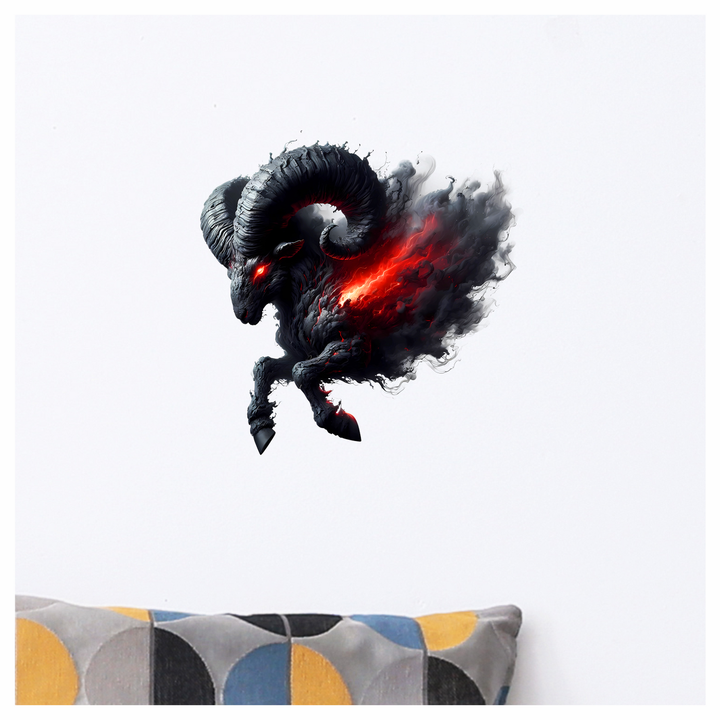 Black Ram Red Smoke Fierce Demon Vinyl Sticker Decal
