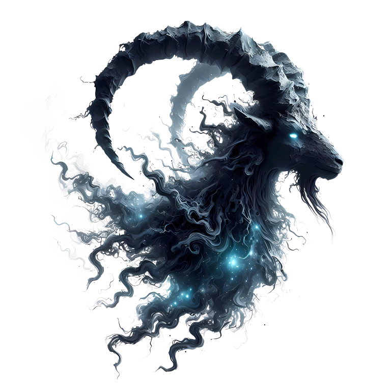 Black Goat Creature Glowing Horns Mystical Vinyl Sticker Decal