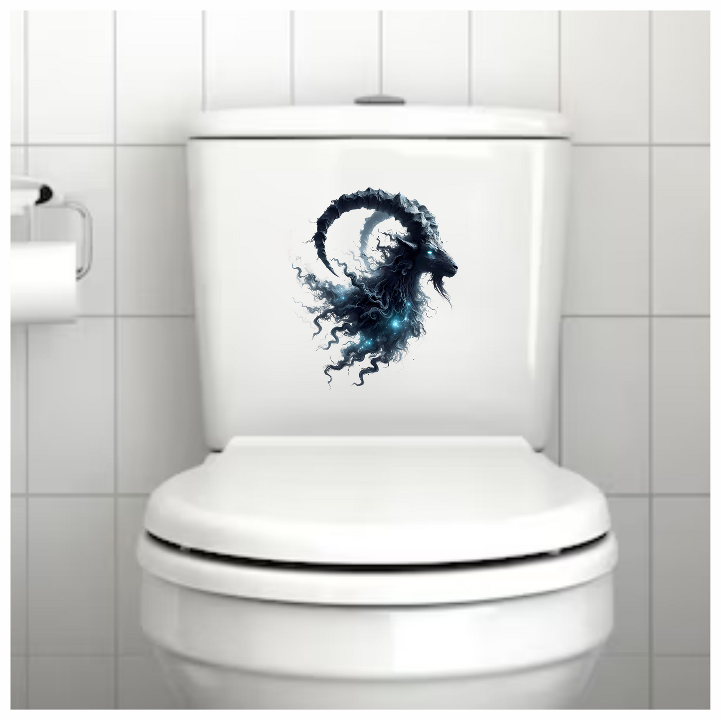 Black Goat Creature Glowing Horns Mystical Vinyl Sticker Decal