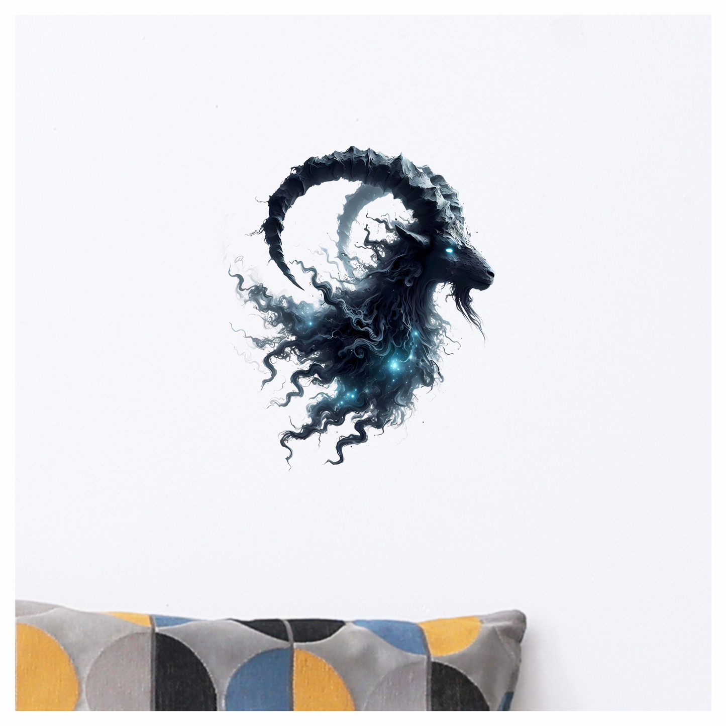 Black Goat Creature Glowing Horns Mystical Vinyl Sticker Decal