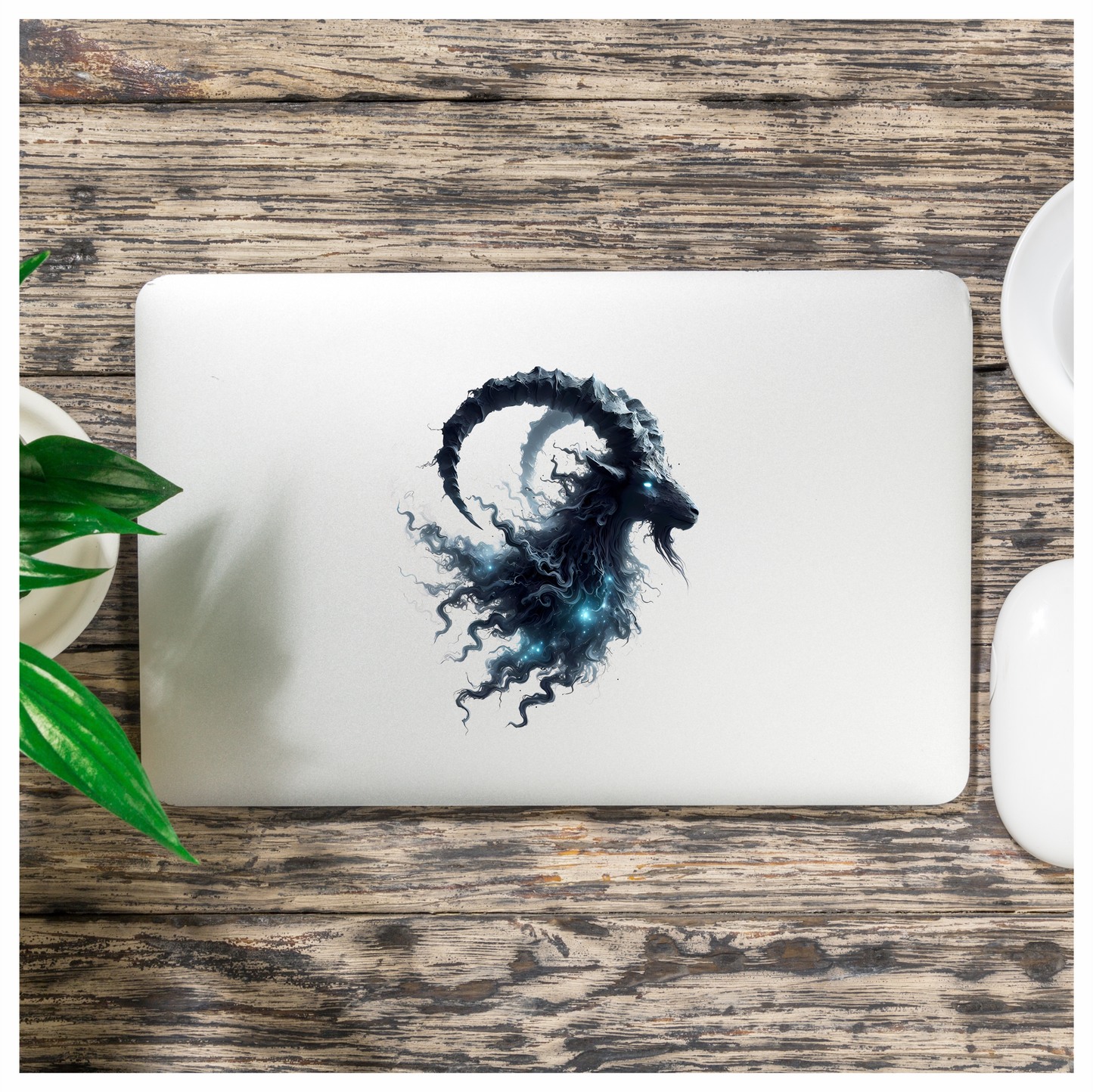 Black Goat Creature Glowing Horns Mystical Vinyl Sticker Decal