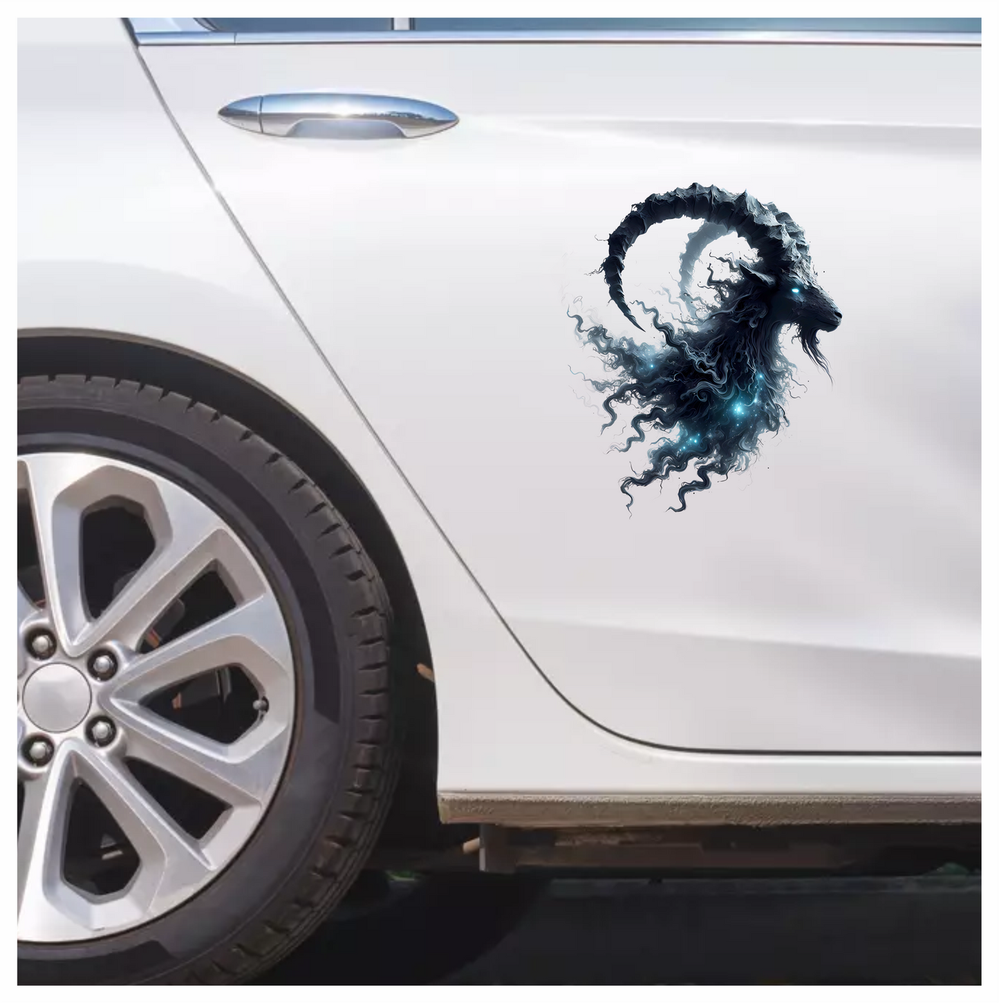 Black Goat Creature Glowing Horns Mystical Vinyl Sticker Decal
