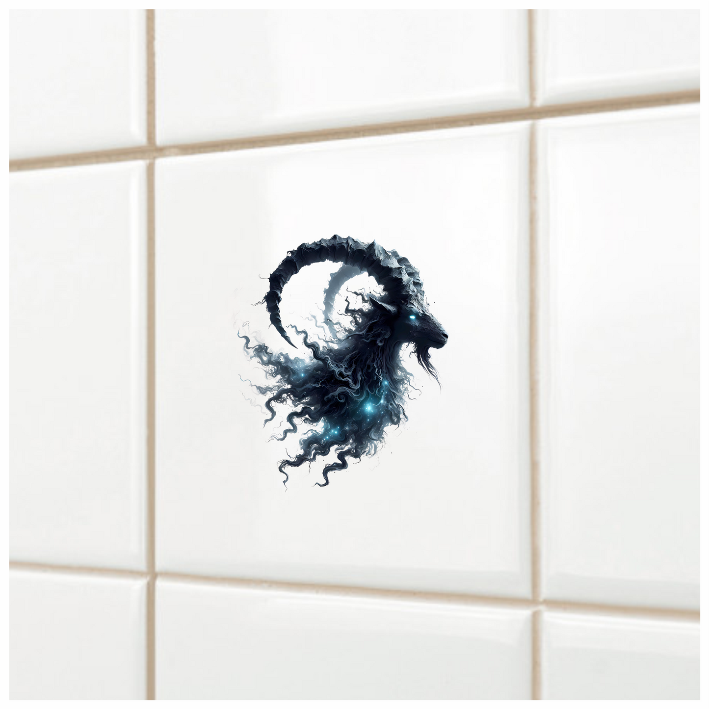 Black Goat Creature Glowing Horns Mystical Vinyl Sticker Decal