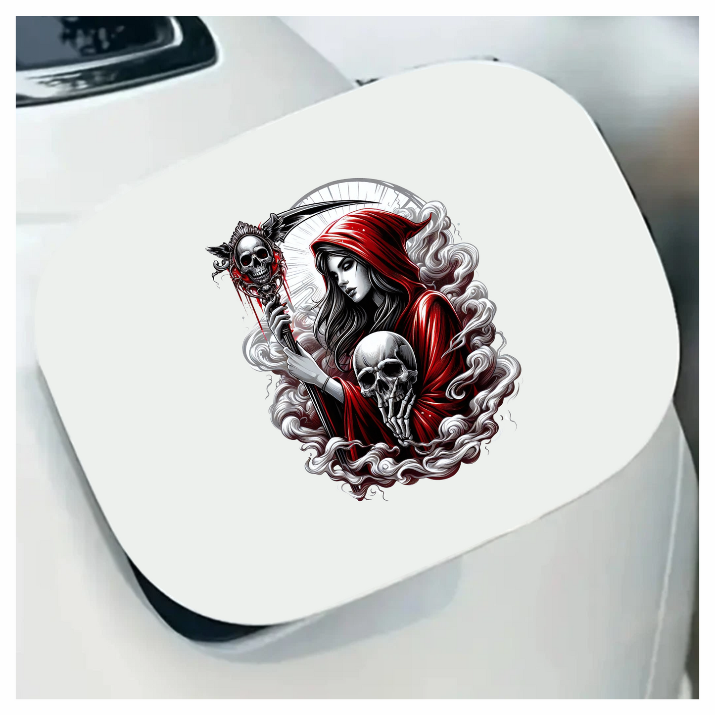 Woman Skull Red Hood Smoke Vinyl Sticker Decal