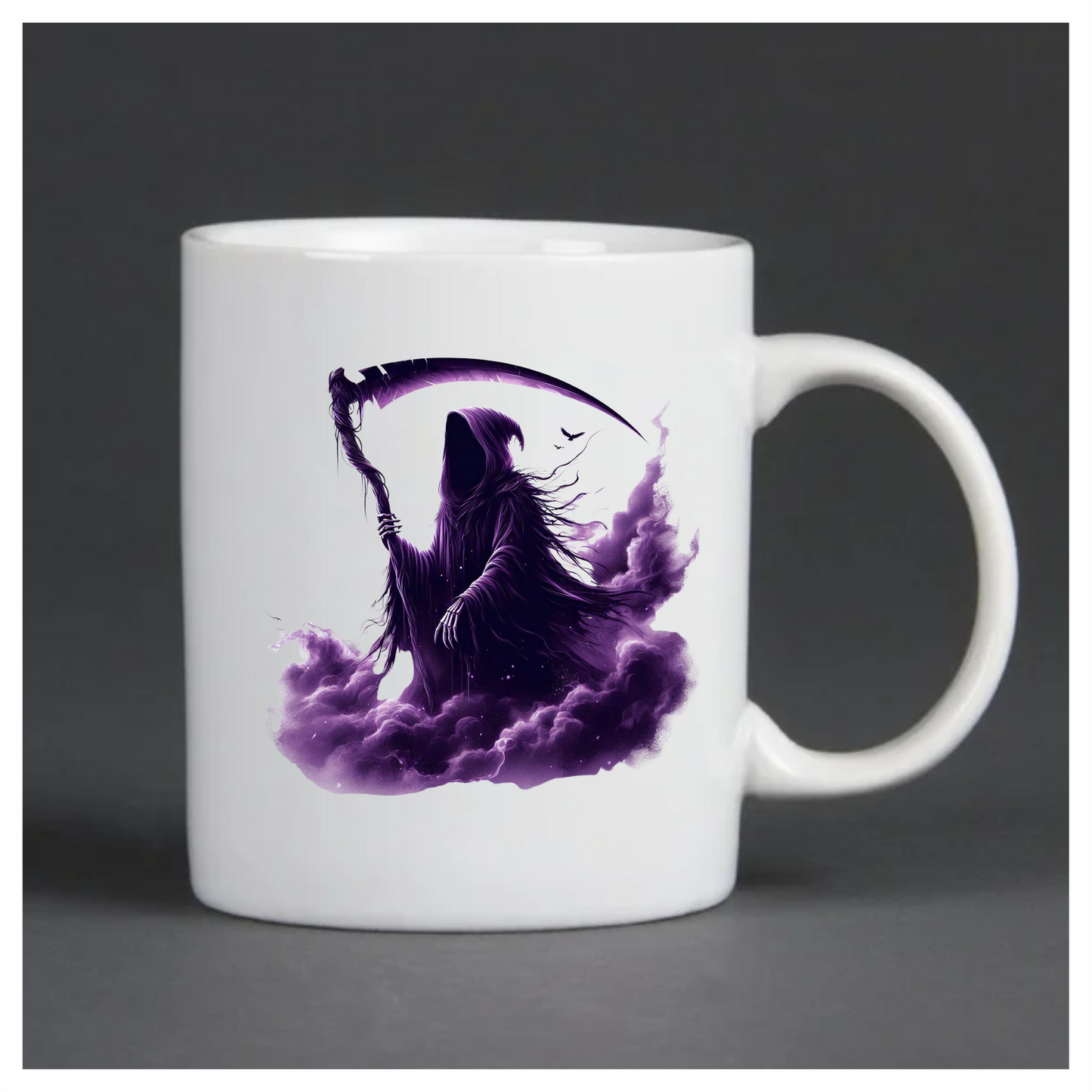 Grim Reaper Purple Clouds Skeleton Scythe Vinyl Sticker Decal