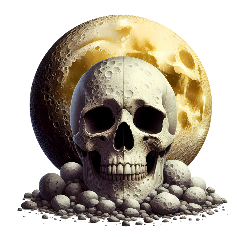 Skull Moon Rocks Yellow Vinyl Sticker Decal