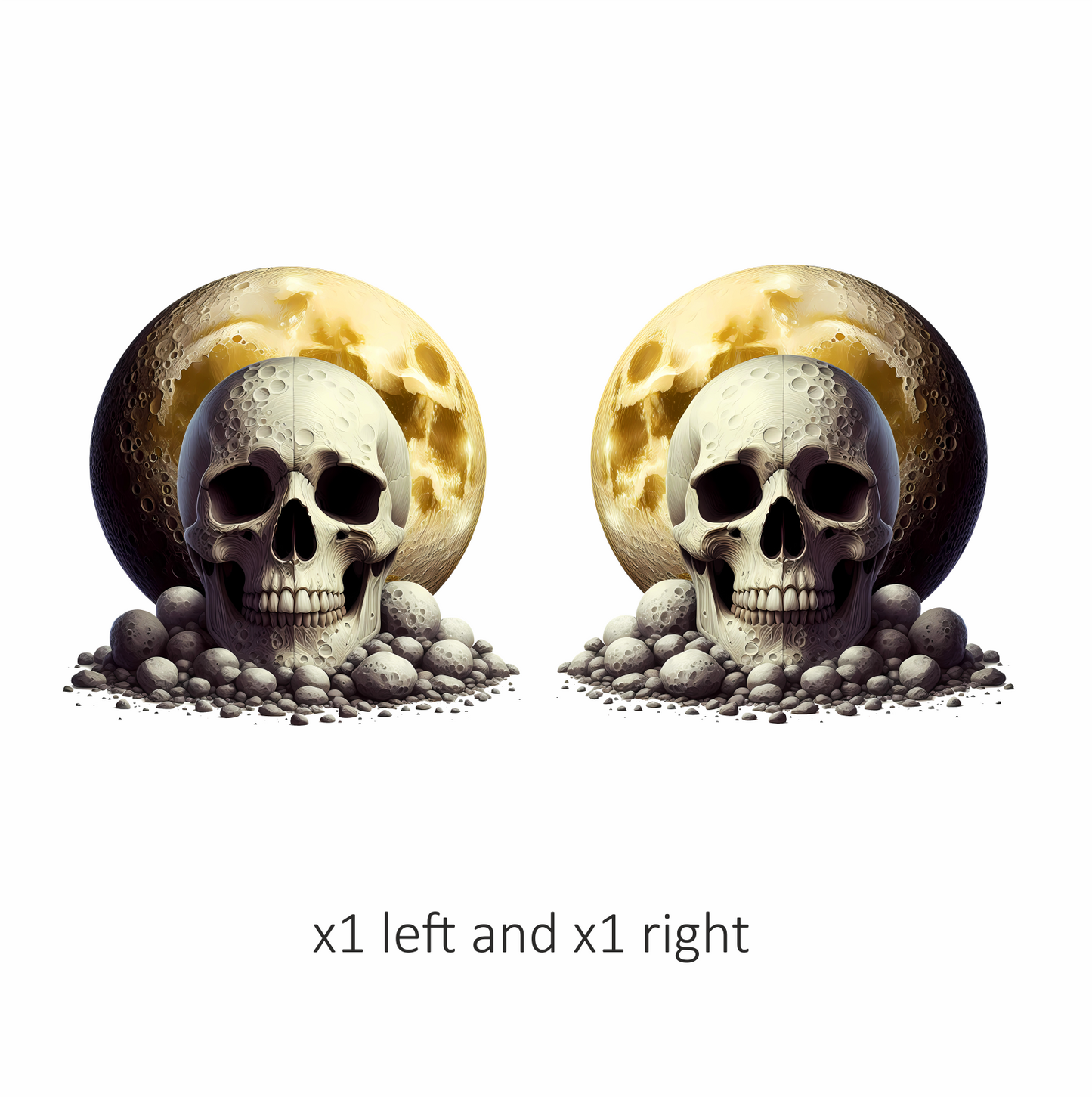 Skull Moon Rocks Yellow Vinyl Sticker Decal