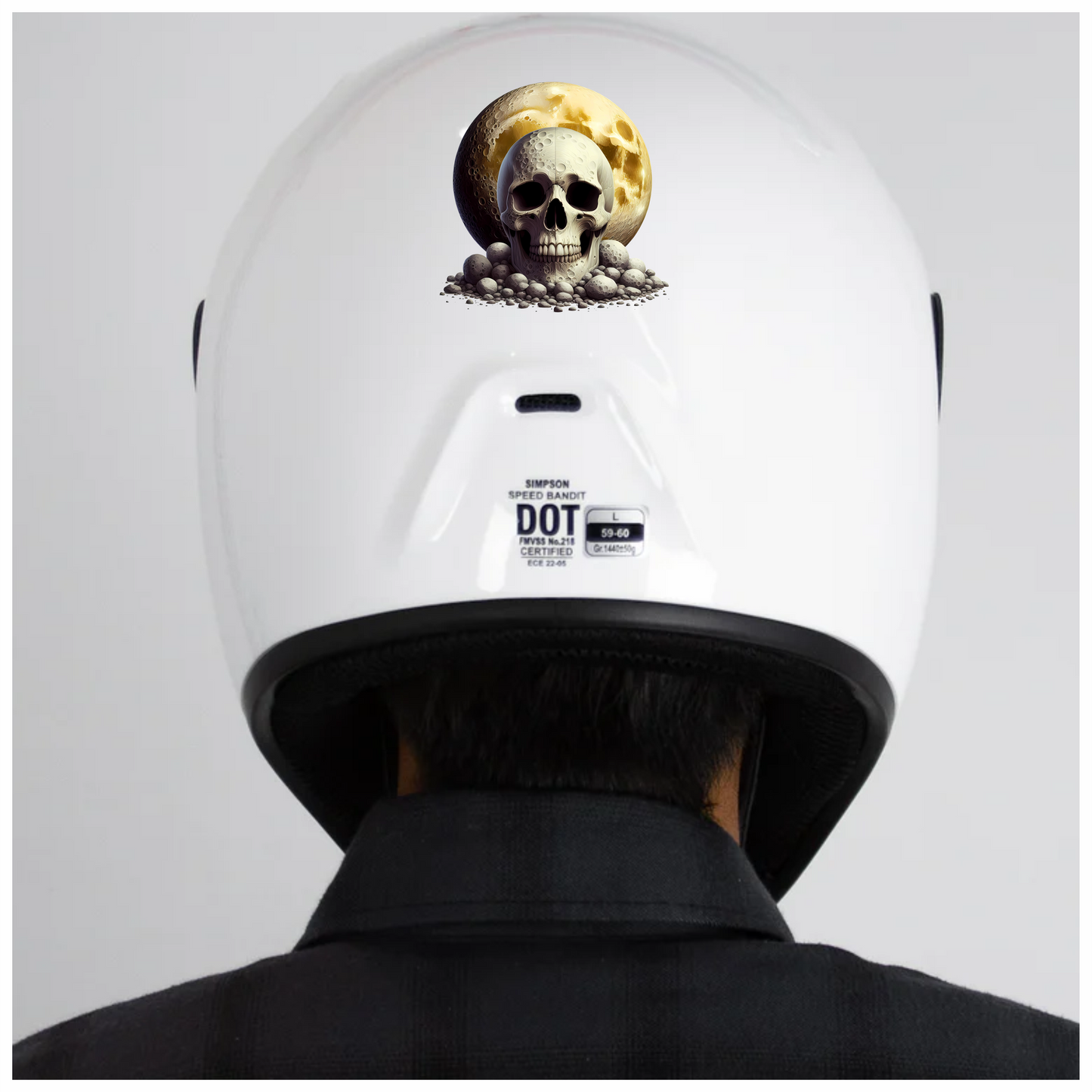 Skull Moon Rocks Yellow Vinyl Sticker Decal