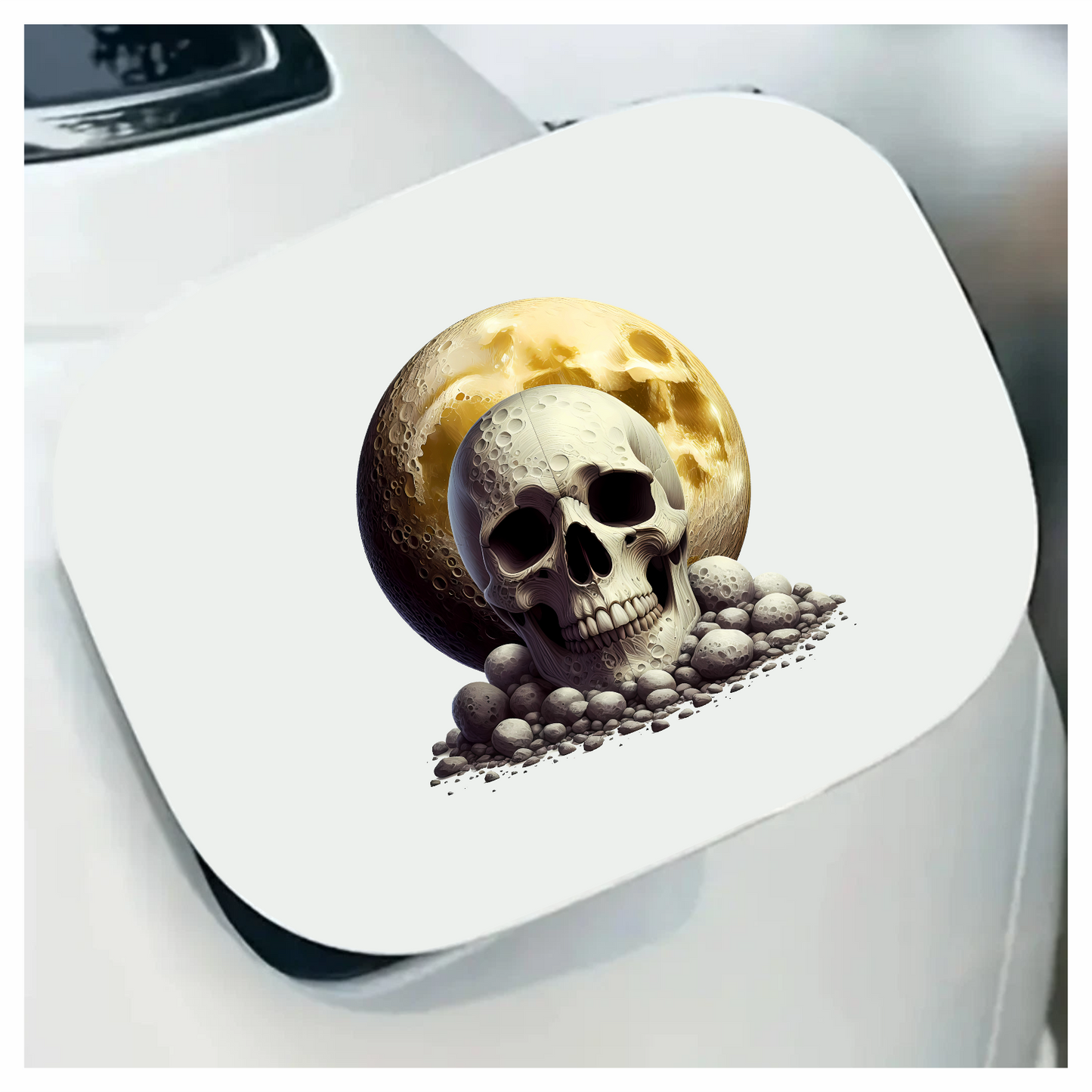 Skull Moon Rocks Yellow Vinyl Sticker Decal