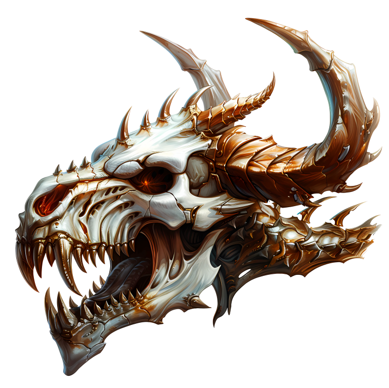 Skull Dragon Orange Vinyl Sticker Decal