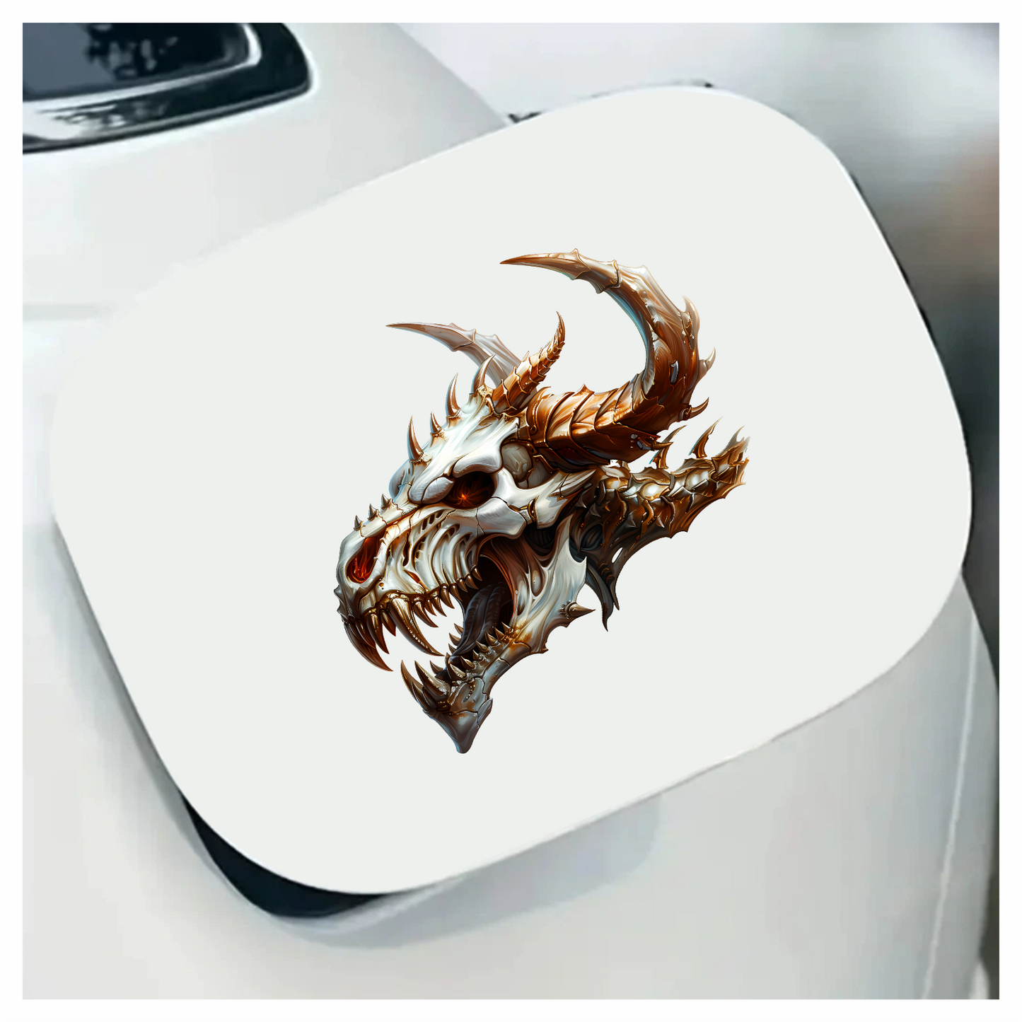 Skull Dragon Orange Vinyl Sticker Decal