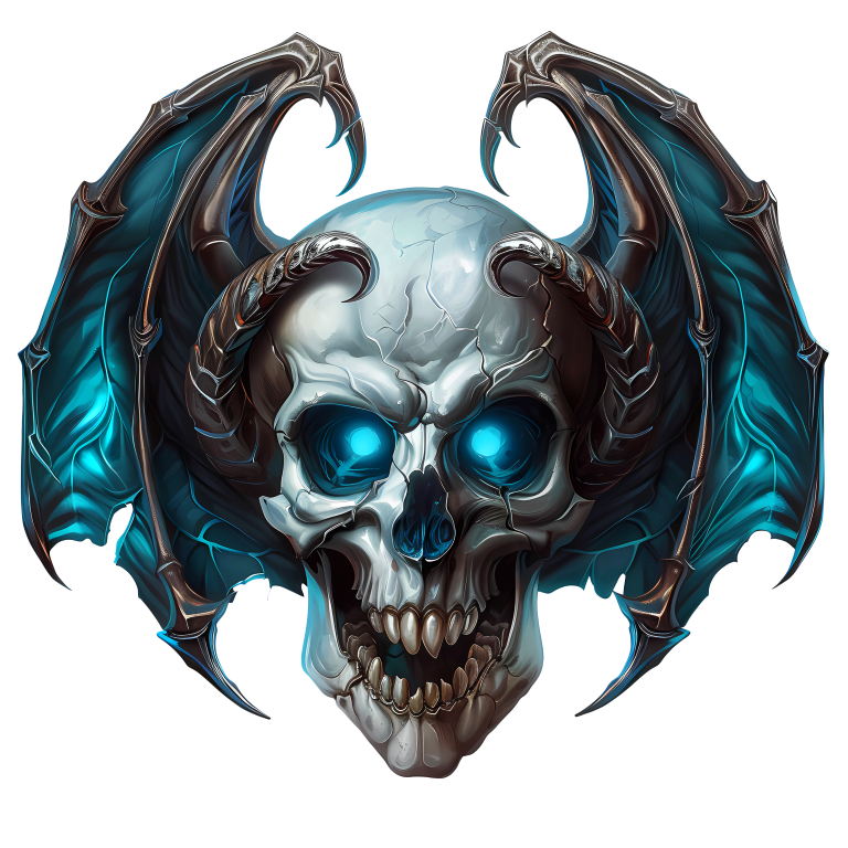Skull Blue Wings Demon Devil Vinyl Sticker Decal