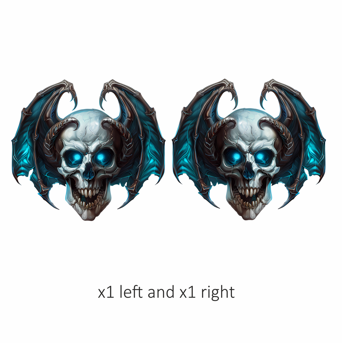 Skull Blue Wings Demon Devil Vinyl Sticker Decal