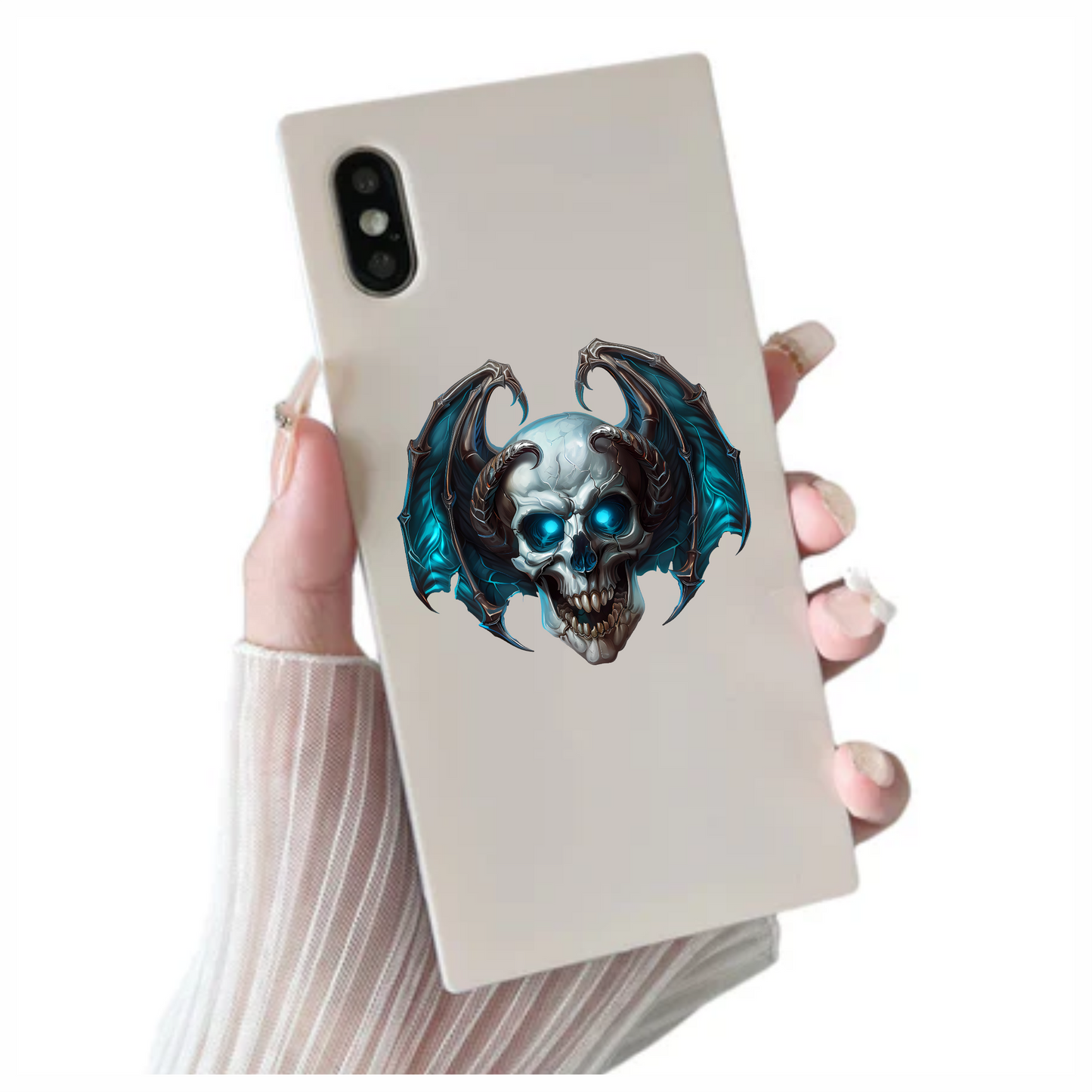 Skull Blue Wings Demon Devil Vinyl Sticker Decal