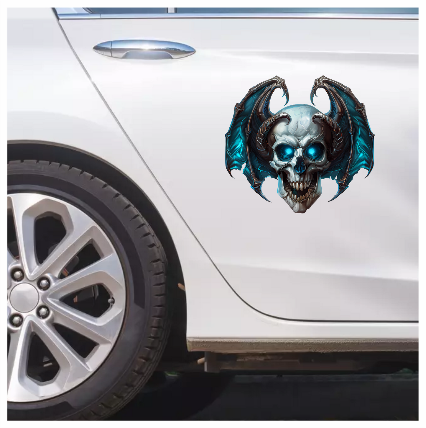 Skull Blue Wings Demon Devil Vinyl Sticker Decal