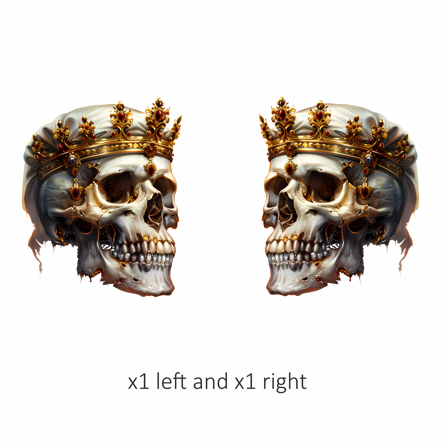 Skull Crown Gold White Teeth Vinyl Sticker Decal