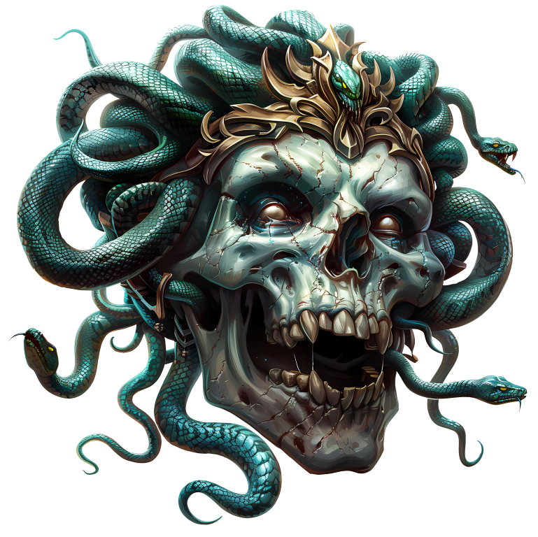 Skull Green Snake Crown Cracked Eyes Vinyl Sticker Decal