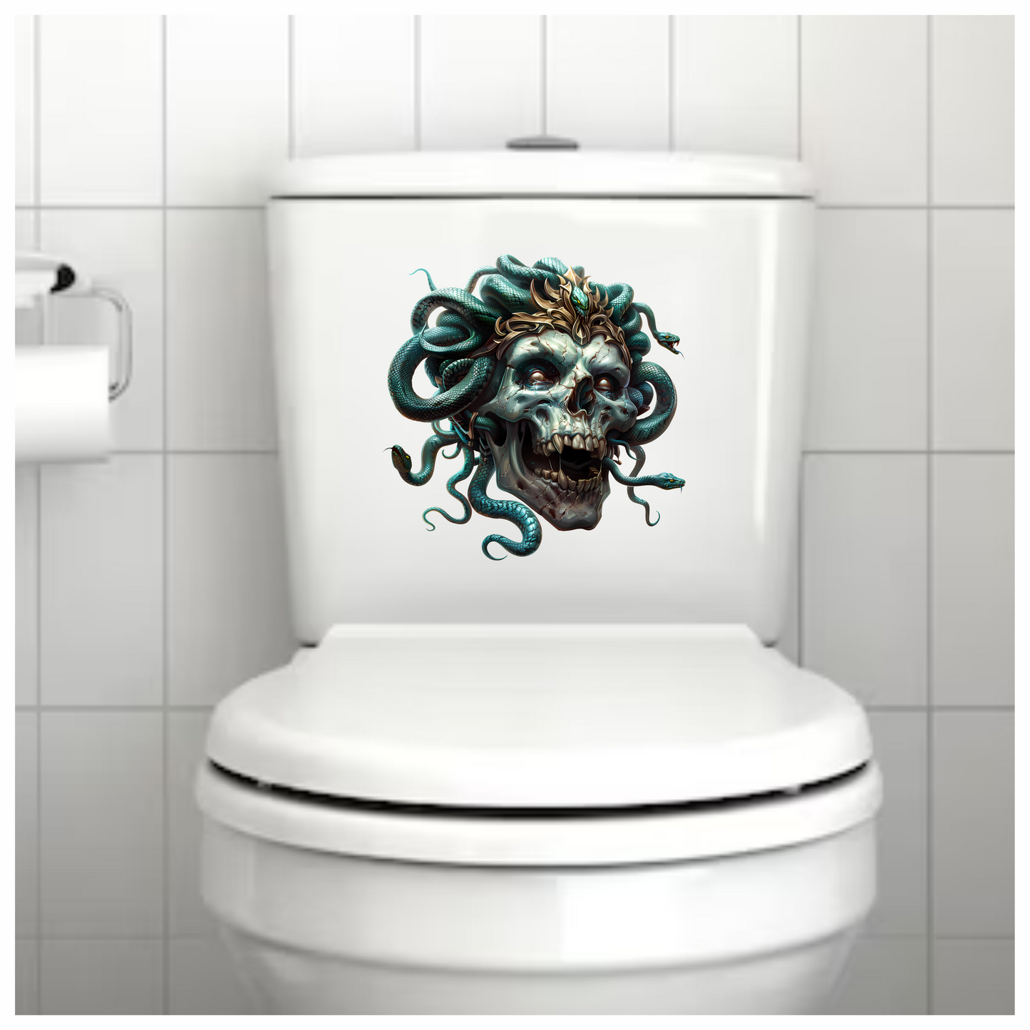 Skull Green Snake Crown Cracked Eyes Vinyl Sticker Decal