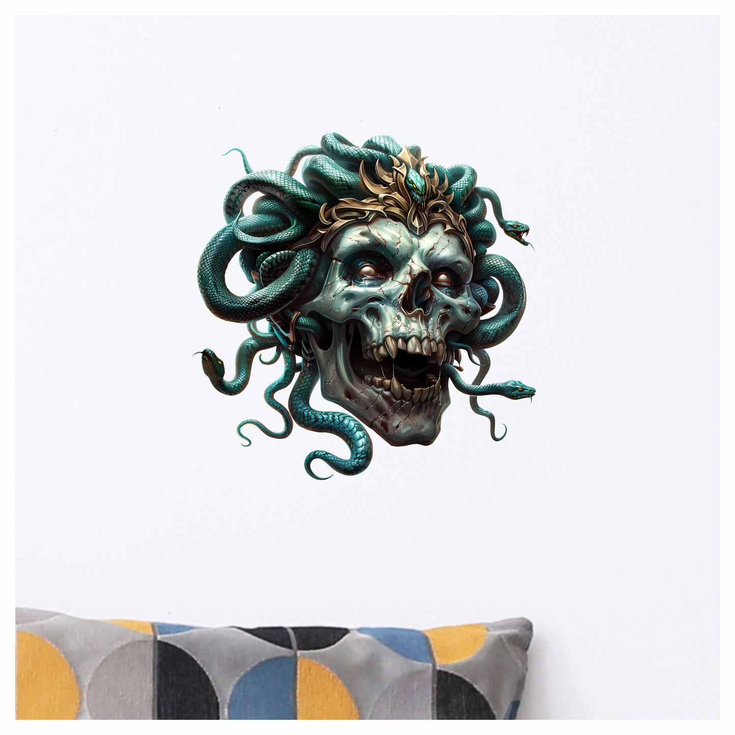 Skull Green Snake Crown Cracked Eyes Vinyl Sticker Decal