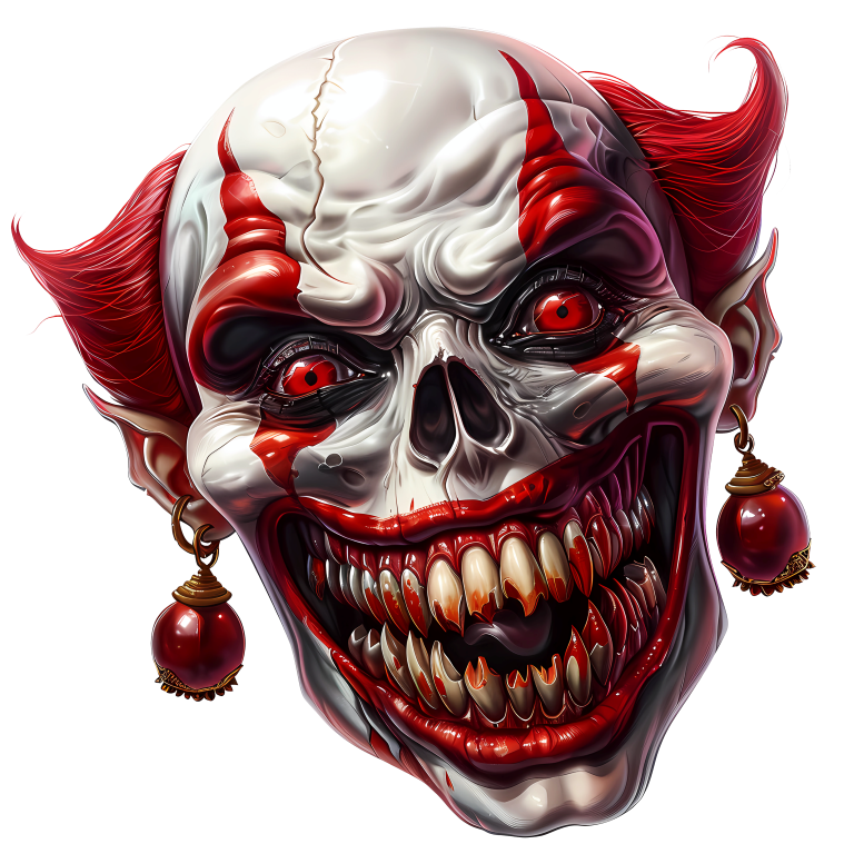 Clown Skull Red Teeth Eyes Vinyl Sticker Decal