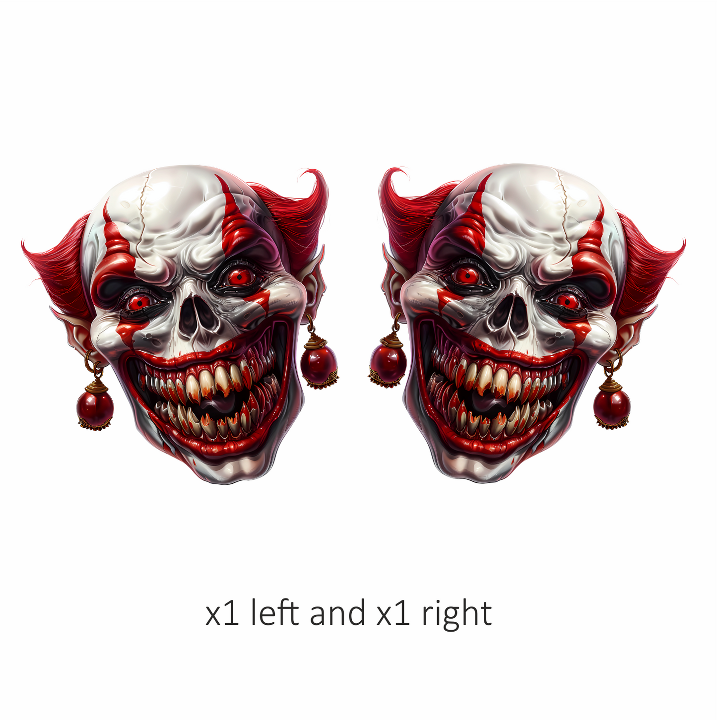 Clown Skull Red Teeth Eyes Vinyl Sticker Decal