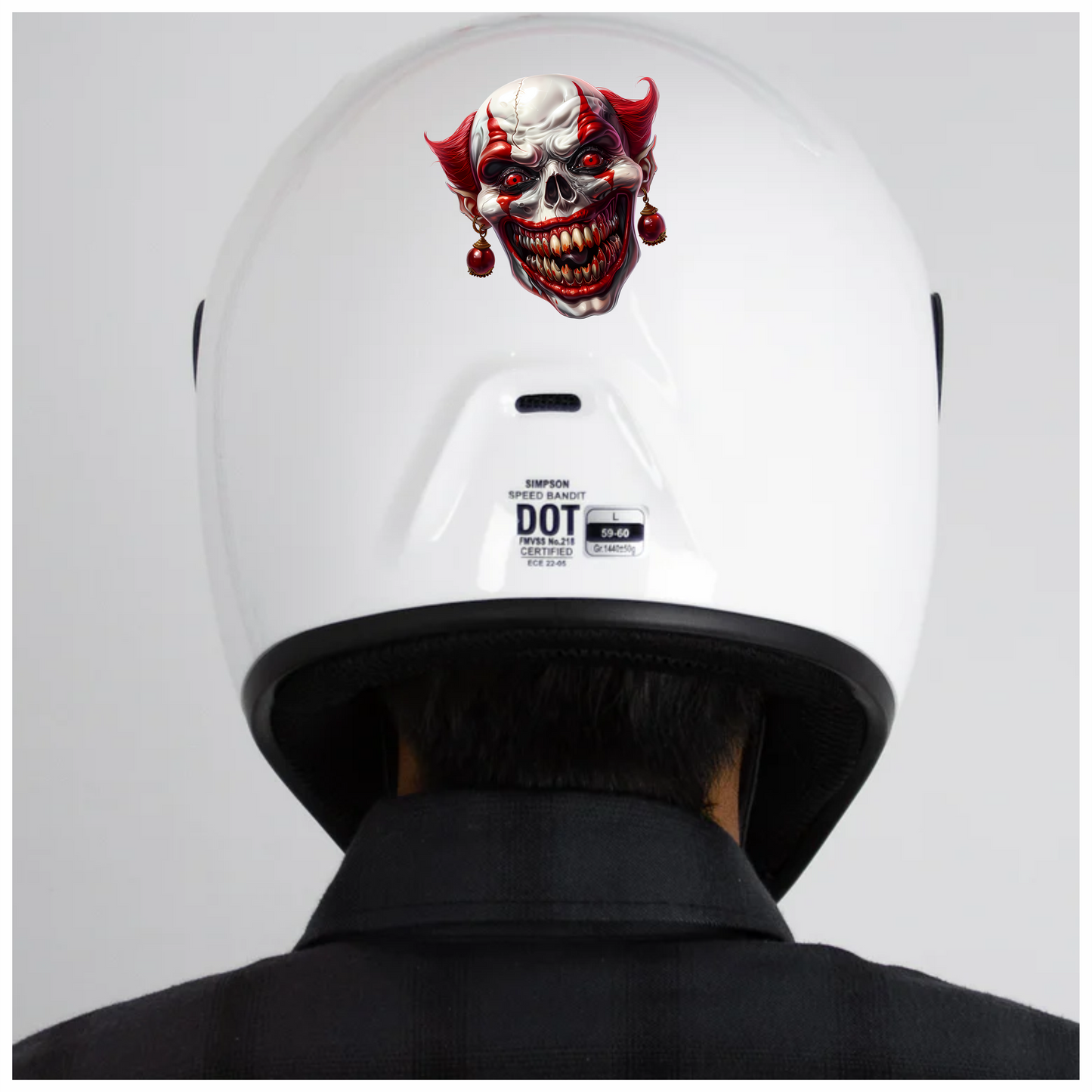 Clown Skull Red Teeth Eyes Vinyl Sticker Decal