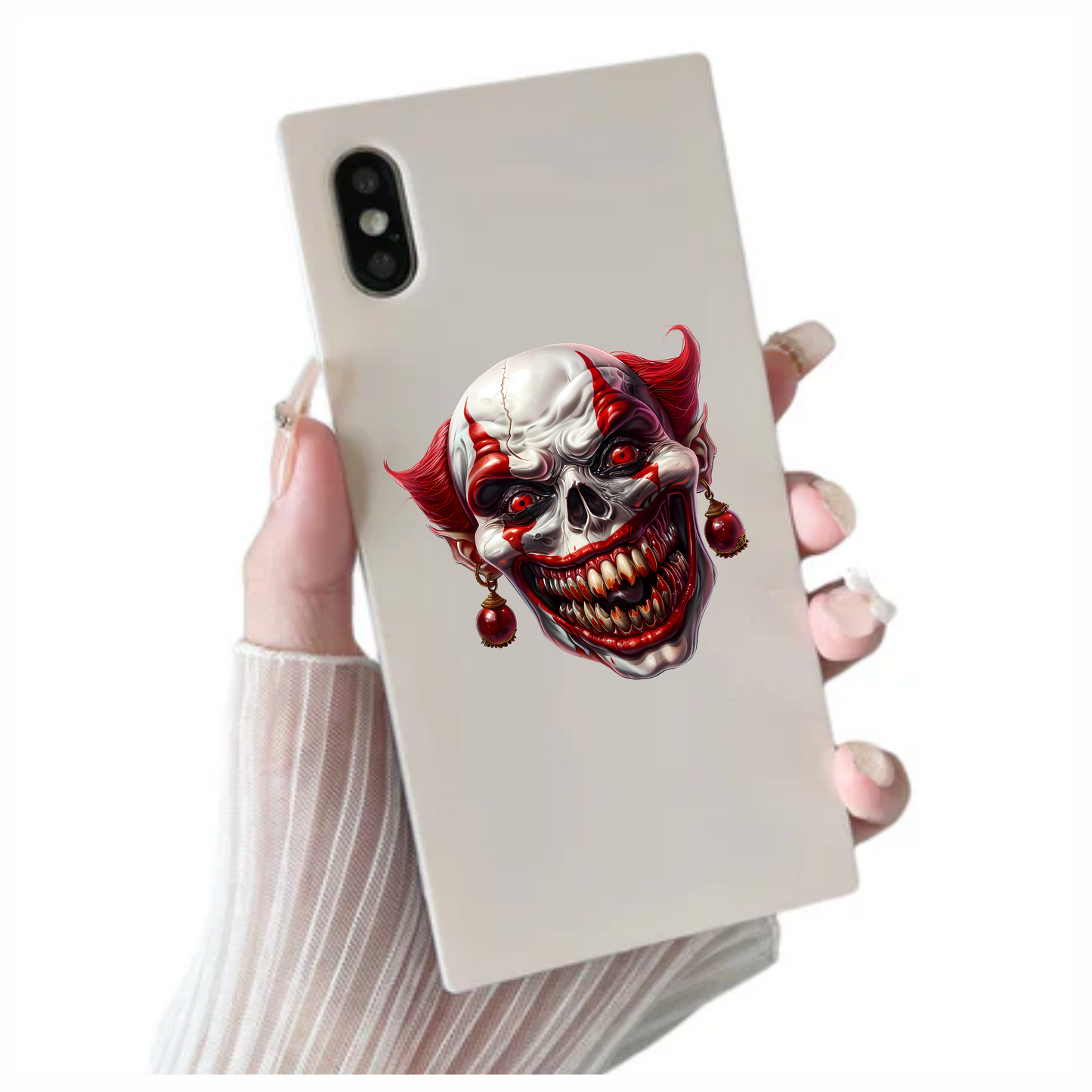 Clown Skull Red Teeth Eyes Vinyl Sticker Decal