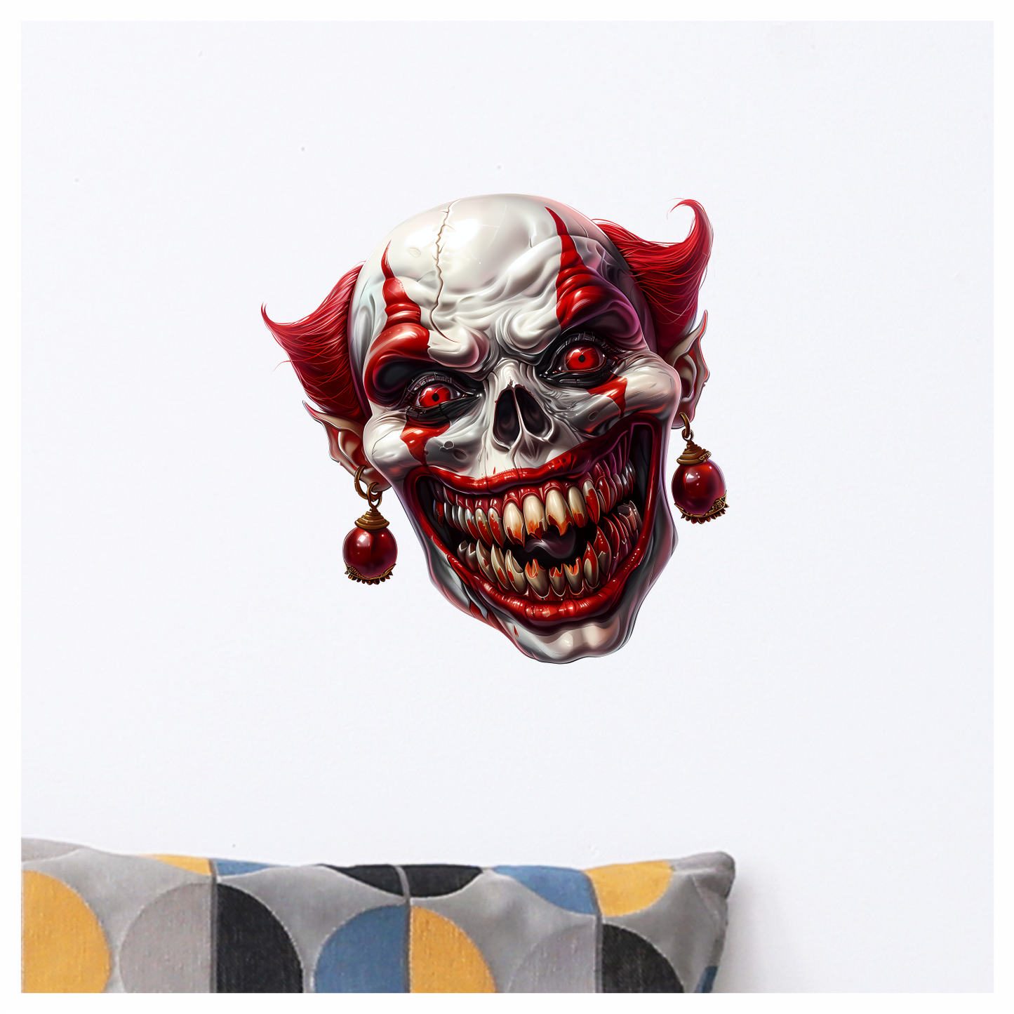 Clown Skull Red Teeth Eyes Vinyl Sticker Decal