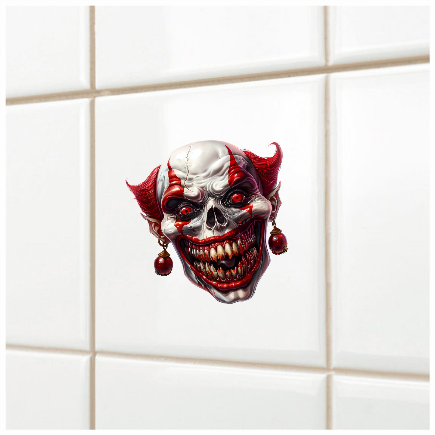 Clown Skull Red Teeth Eyes Vinyl Sticker Decal