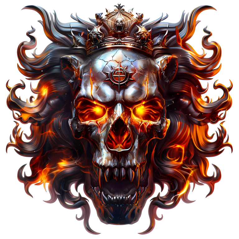 Skull Lion Crown Fire Orange Vinyl Sticker Decal