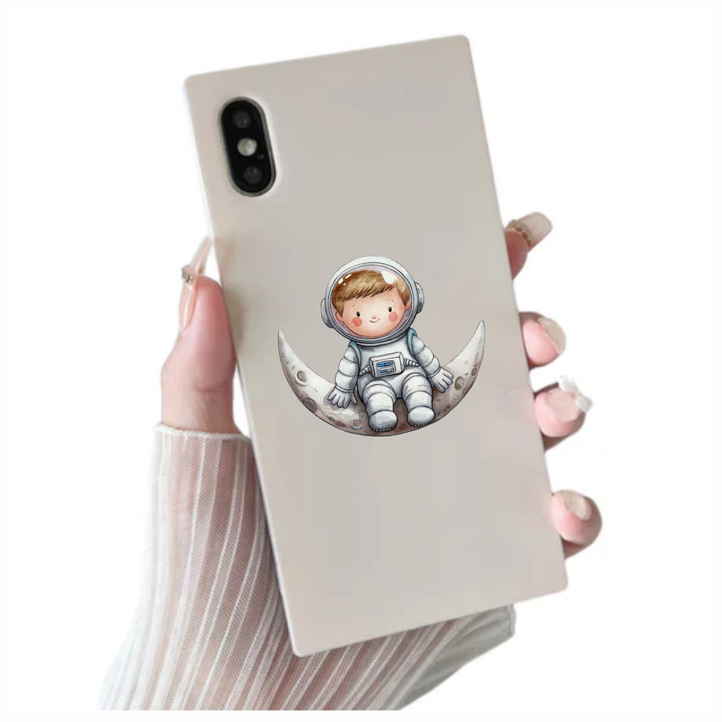 Astronaut Child Sitting On Grey Moon Vinyl Decal Sticker