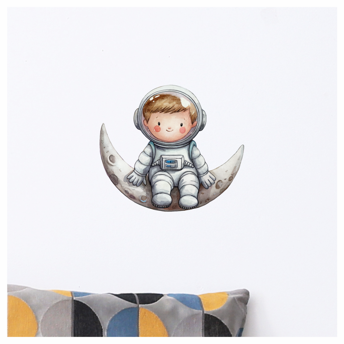 Astronaut Child Sitting On Grey Moon Vinyl Decal Sticker