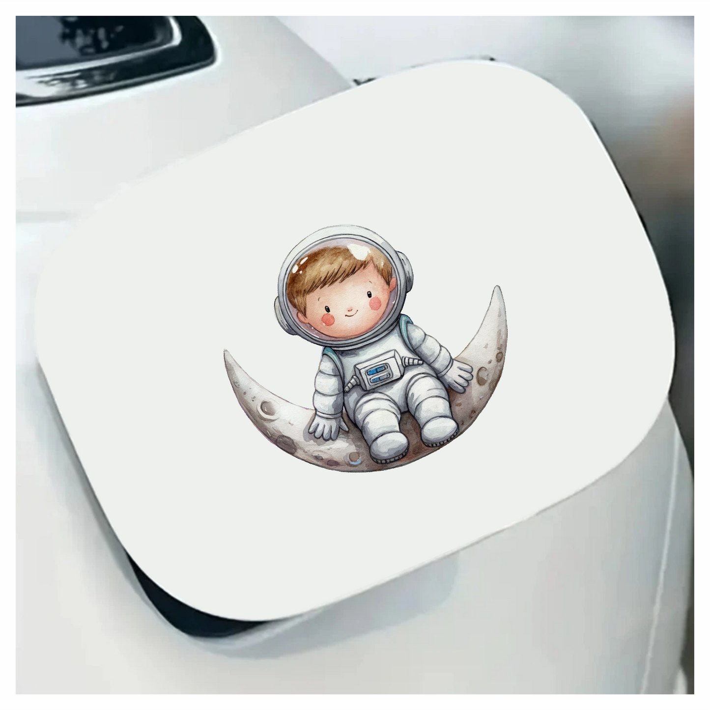 Astronaut Child Sitting On Grey Moon Vinyl Decal Sticker
