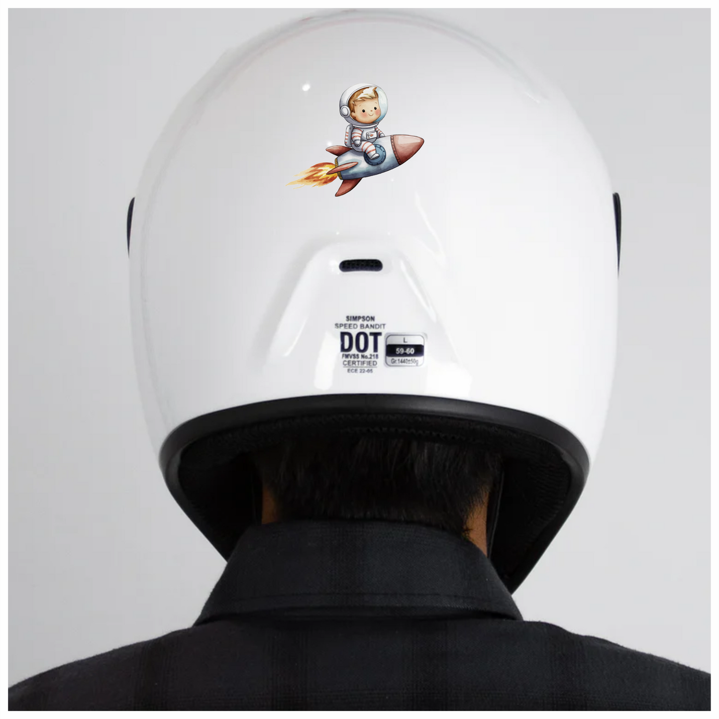 Baby Astronaut Riding Red Rocket Vinyl Decal Sticker