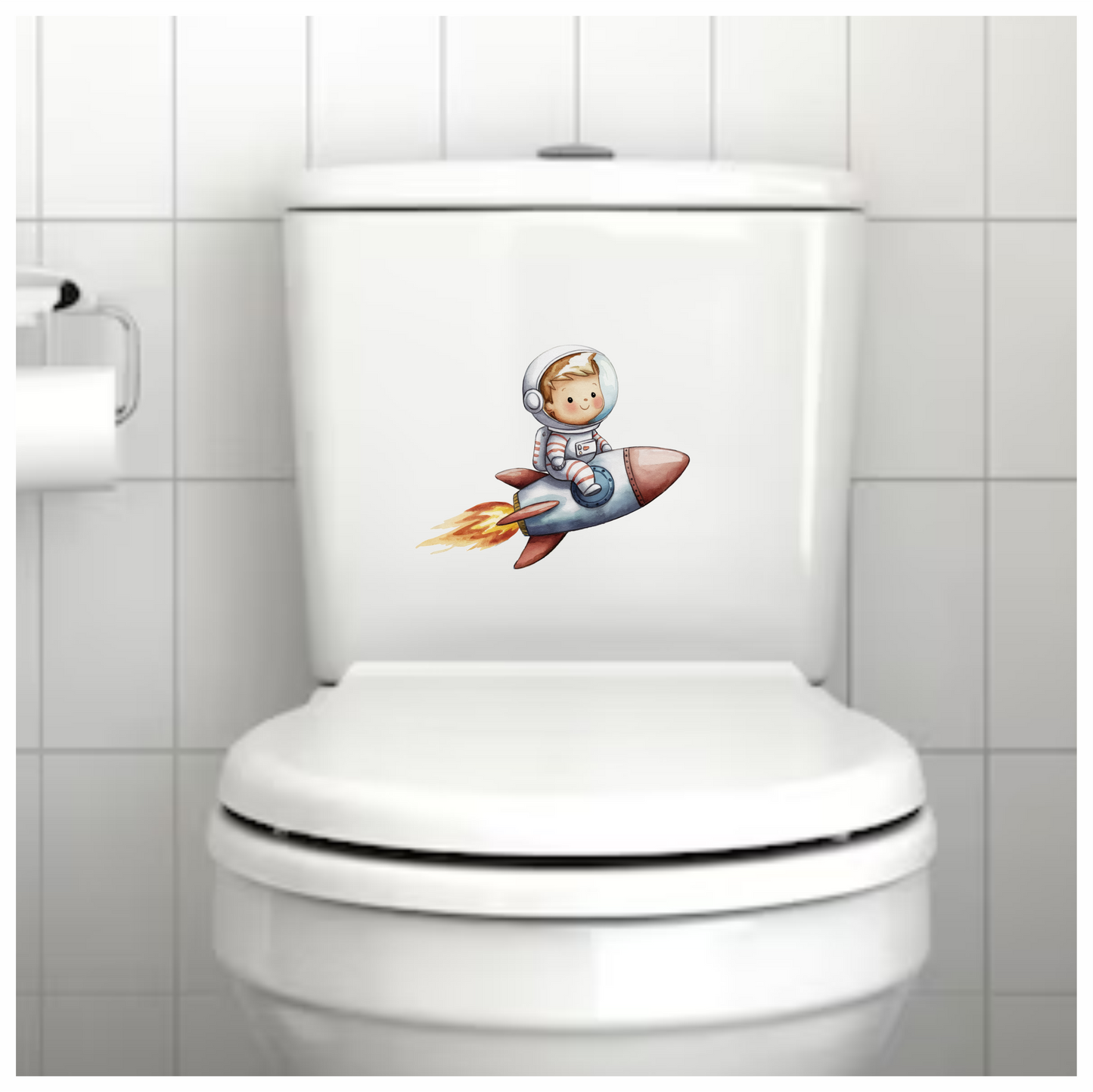 Baby Astronaut Riding Red Rocket Vinyl Decal Sticker