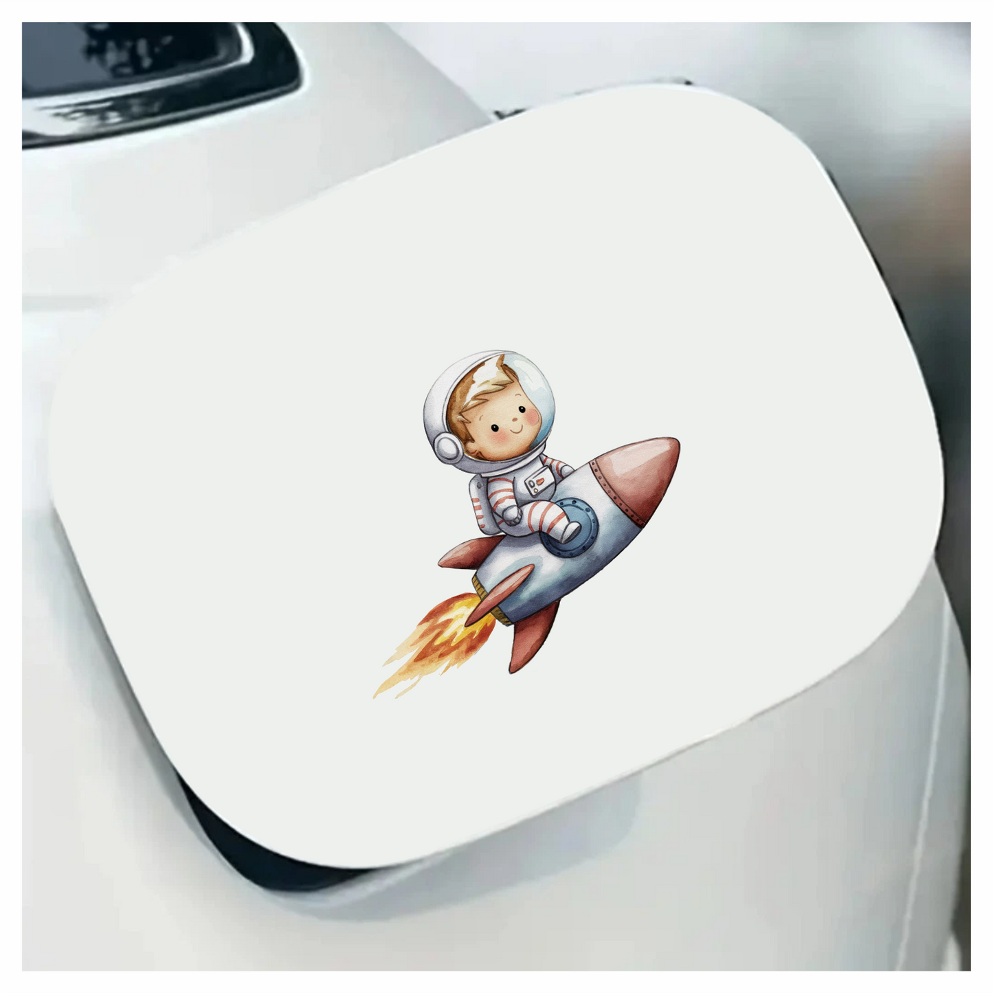 Baby Astronaut Riding Red Rocket Vinyl Decal Sticker