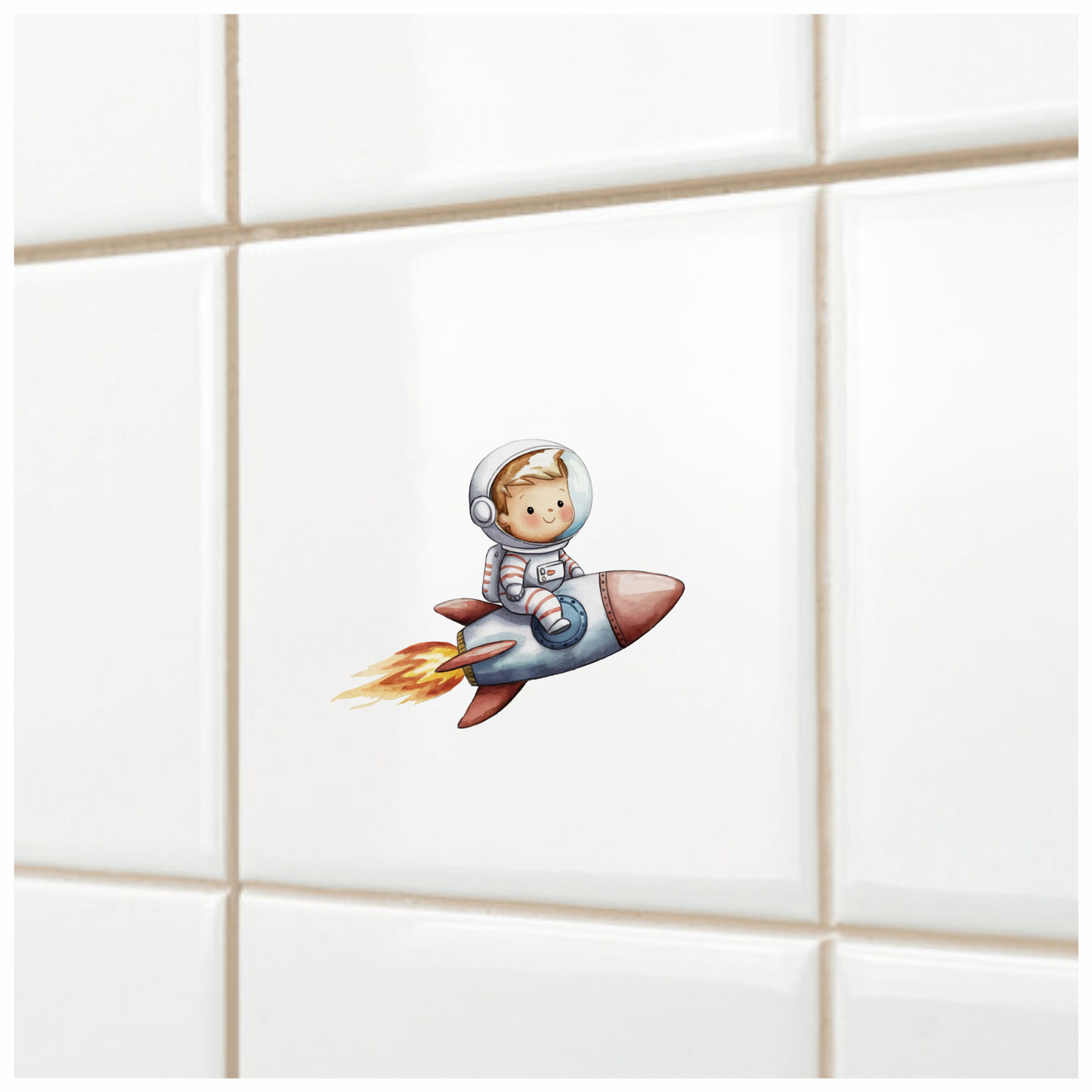 Baby Astronaut Riding Red Rocket Vinyl Decal Sticker
