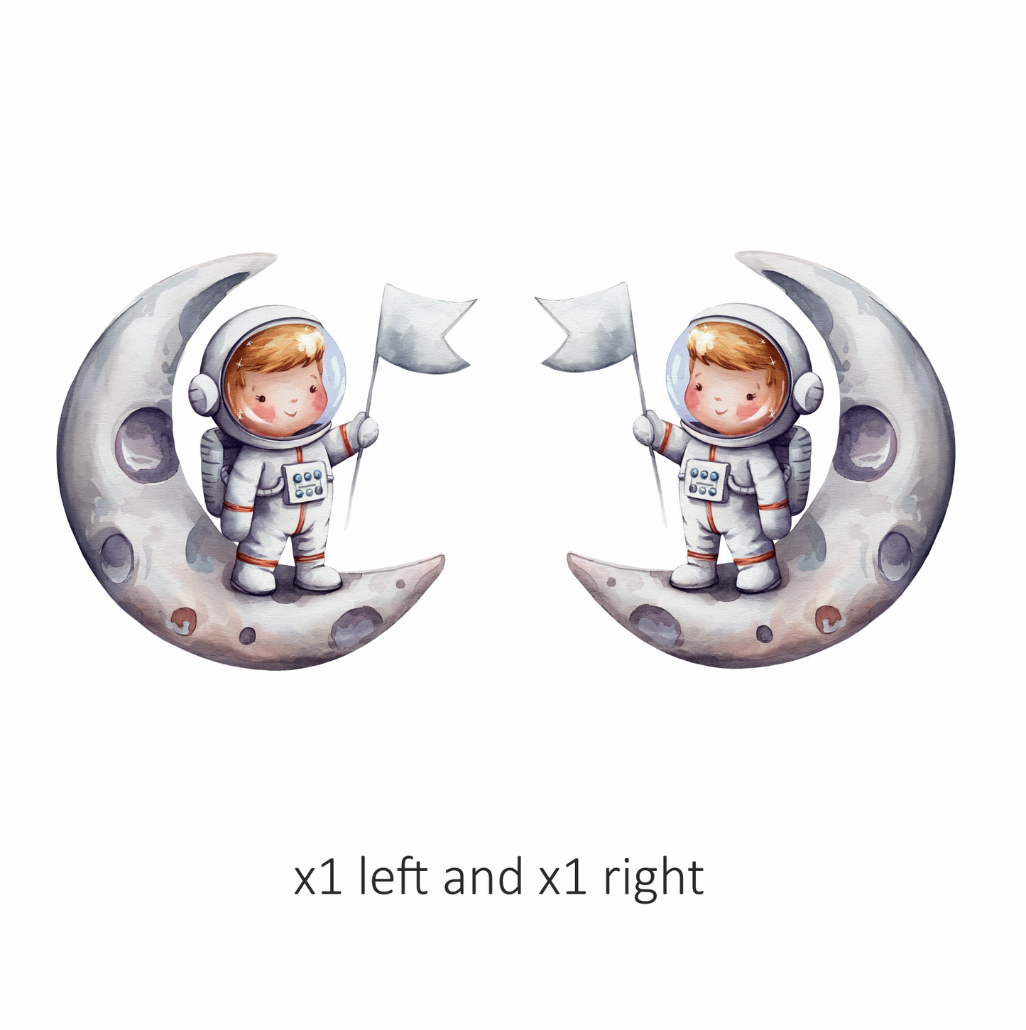 Astronaut Child Holding White Flag Moon Vinyl Decal Sticker
