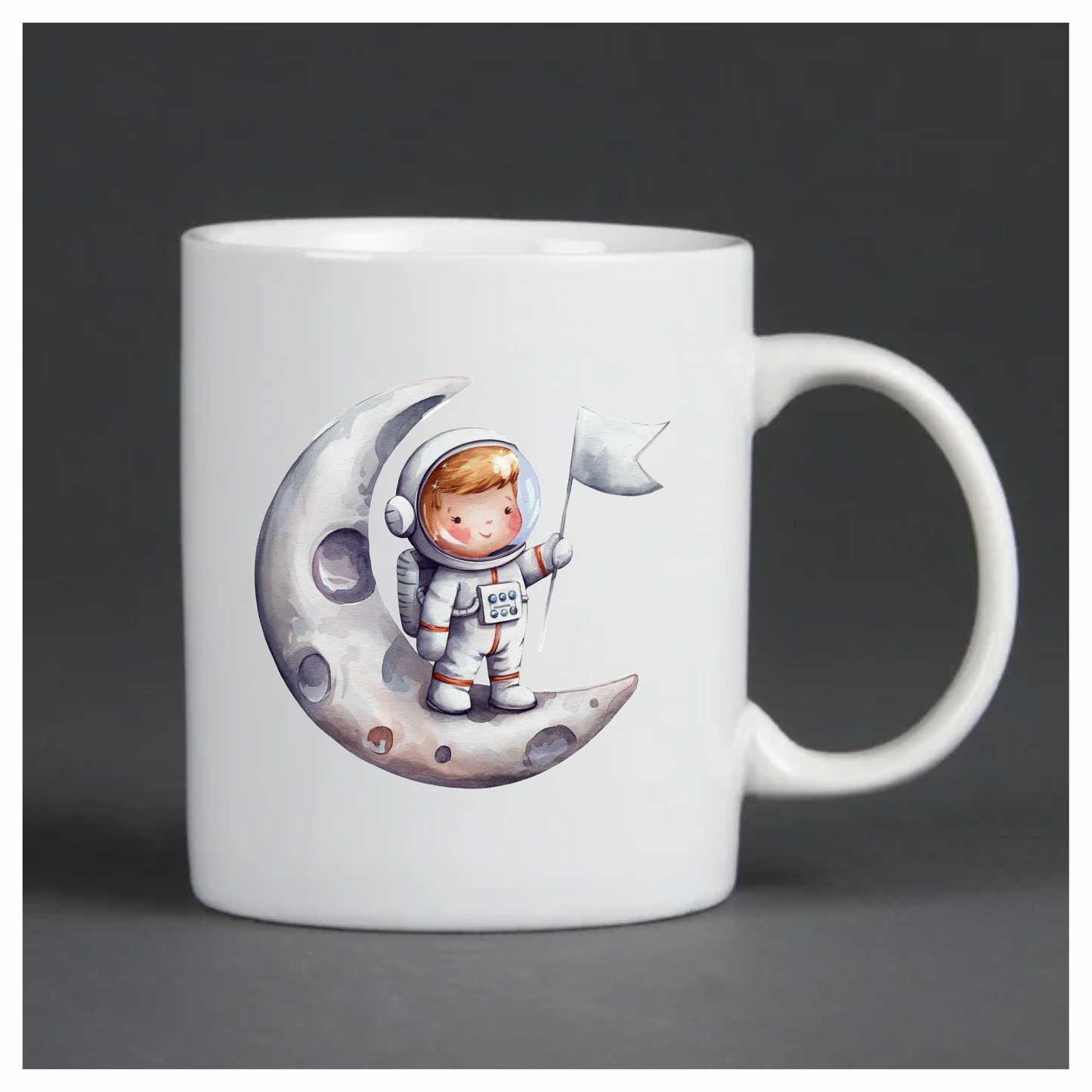 Astronaut Child Holding White Flag Moon Vinyl Decal Sticker