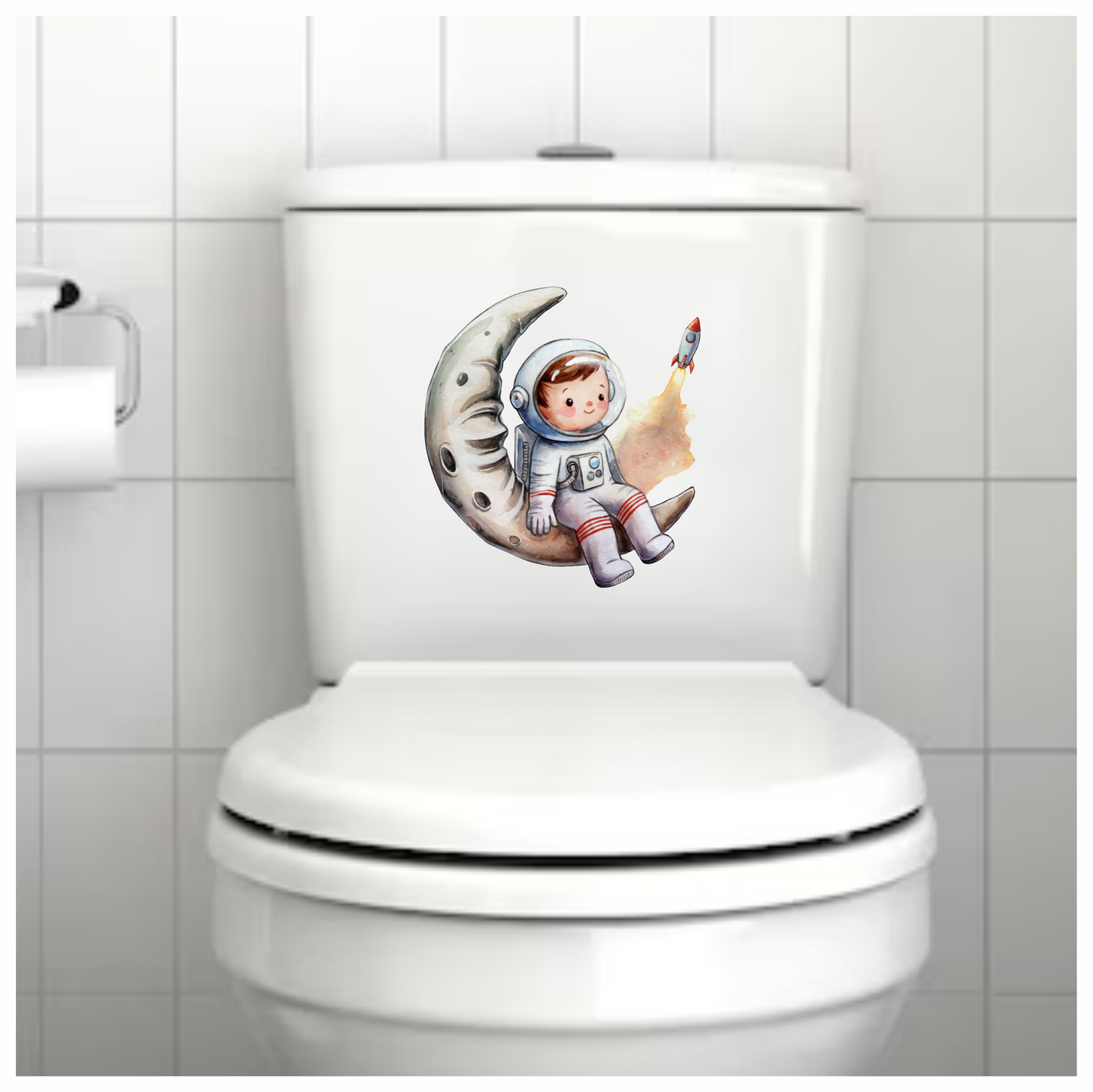 Astronaut Child Sitting On Grey Moon Vinyl Decal Sticker